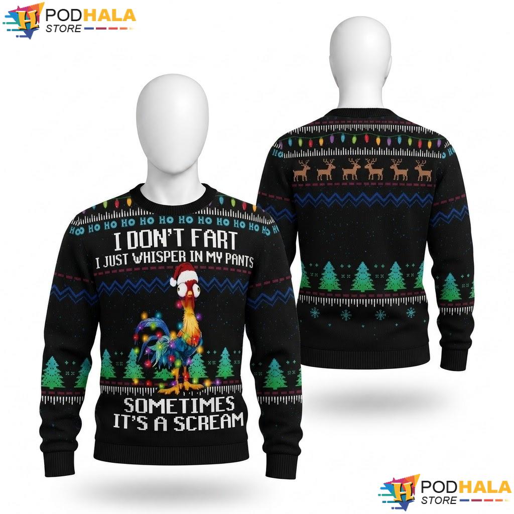 Chicken Dont Fart Whisper Ugly Xmas Sweater Funny Christmas Graphic Top