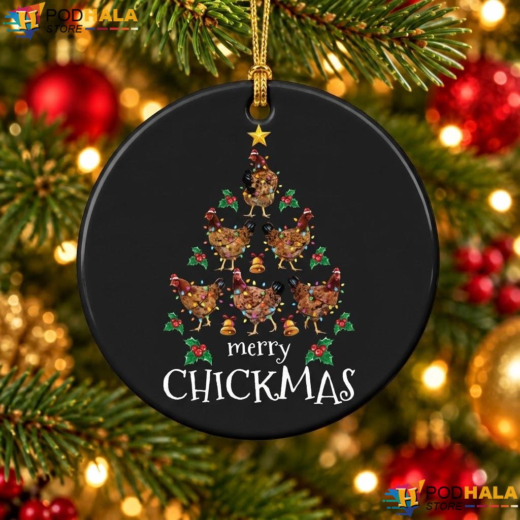 Chicken Tree Xmas Christmas Ornament Funny Merry Chickmas Holiday Decor