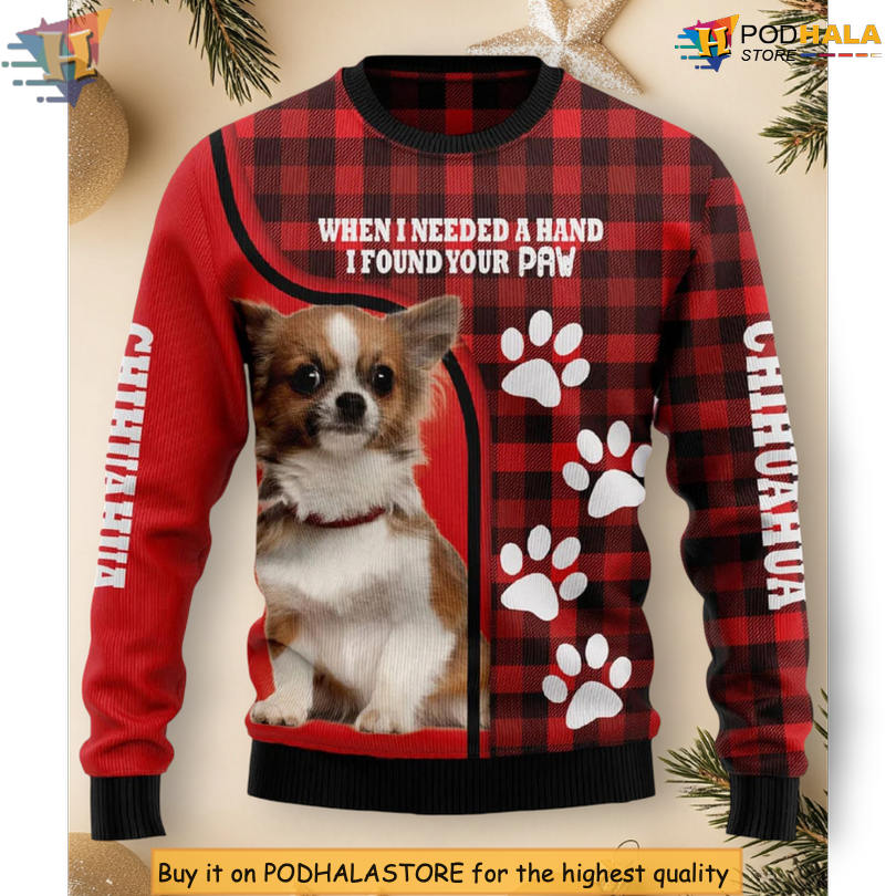 Chihuahua Paw Friendship Quote Pet Lover Design Sweet Moment Family Christmas Sweater Chihuahua Paw Friendship Quote Pet Lover Design Sweet Moment Family Christmas Sweater