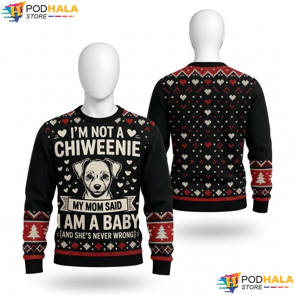 Chiweenie Dog Lover Christmas Sweater Funny Womens Girls Mom Top