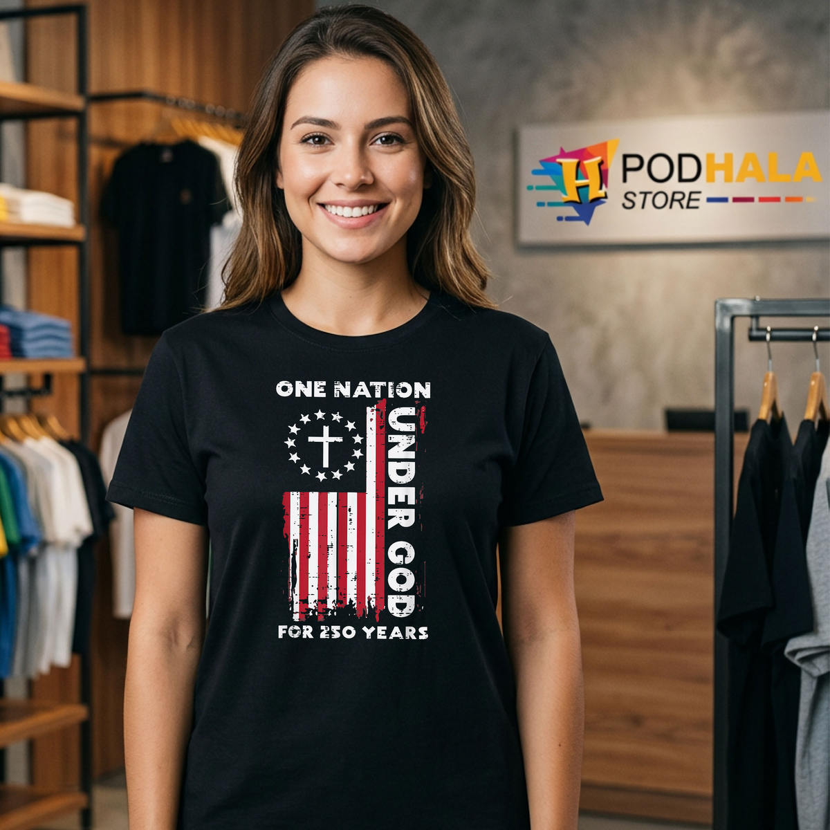 Christian God American Flag 250th Anniversary Shirt 2026 USA 4th Of July Gift