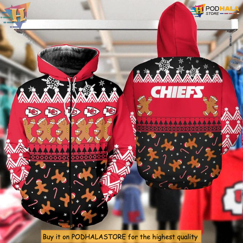 Christmas Gingerbread Man Kansas City Chiefs Retro Hoodie, Limited 3D Design