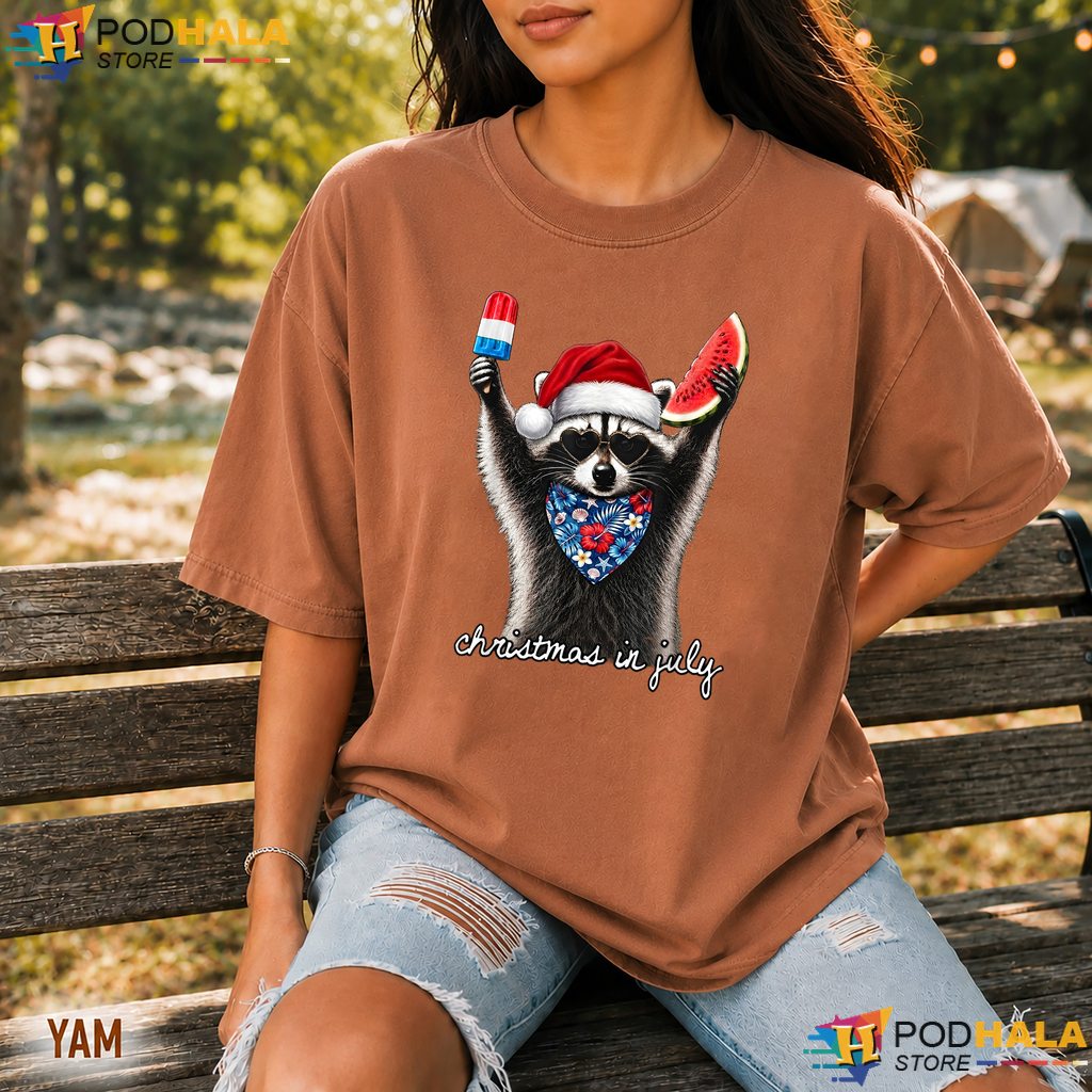 Christmas In July Raccoon Comfort Colors Tshirt Popsicle Watermelon Top Christmas In July Raccoon Comfort Colors Tshirt Popsicle Watermelon Top