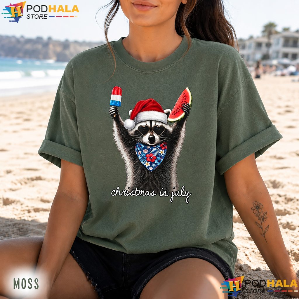 Christmas In July Raccoon Comfort Colors Tee Popsicle Watermelon Top Christmas In July Raccoon Comfort Colors Tee Popsicle Watermelon Top