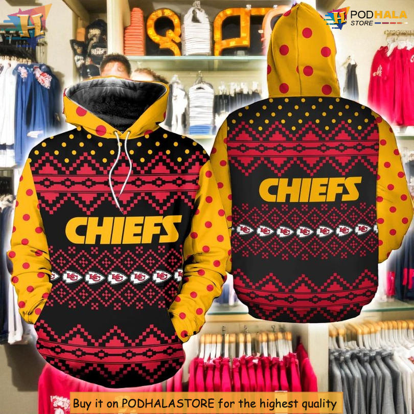 Christmas Pattern Red Green Kansas City Chiefs Hoodie 3D, Holiday Apparel