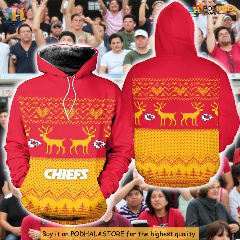 Christmas Pattern Themed Kansas City Chiefs All Over Print Hoodie, Holiday 3D