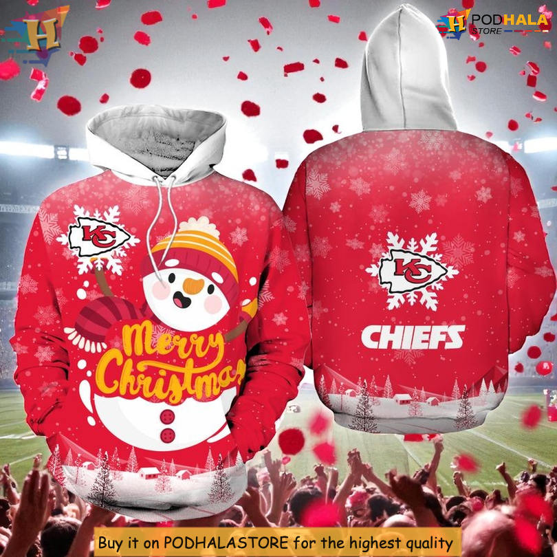 Christmas Snowman Edition Kansas City Chiefs Hoodie, Custom 3D Zip Up Style