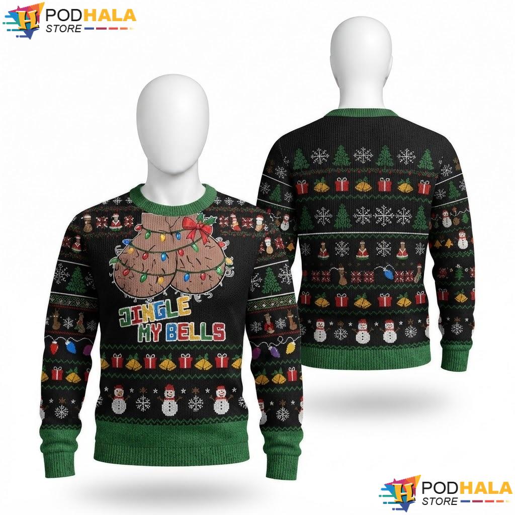 Christmas Tree Jingle Bells Ugly Xmas Sweater Funny Mens Christmas Top