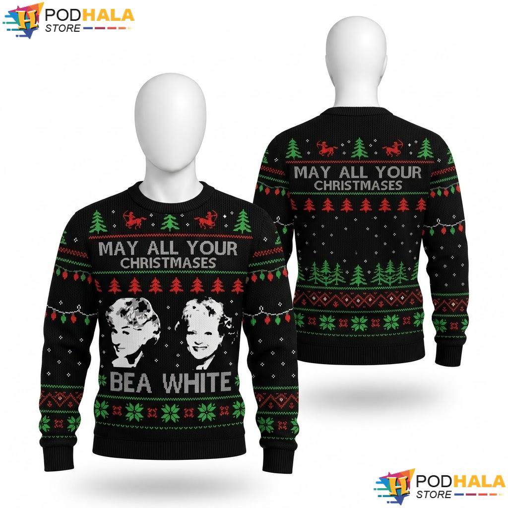 Christmases Bea White Ugly Christmas Sweater Funny Holiday Mens Top