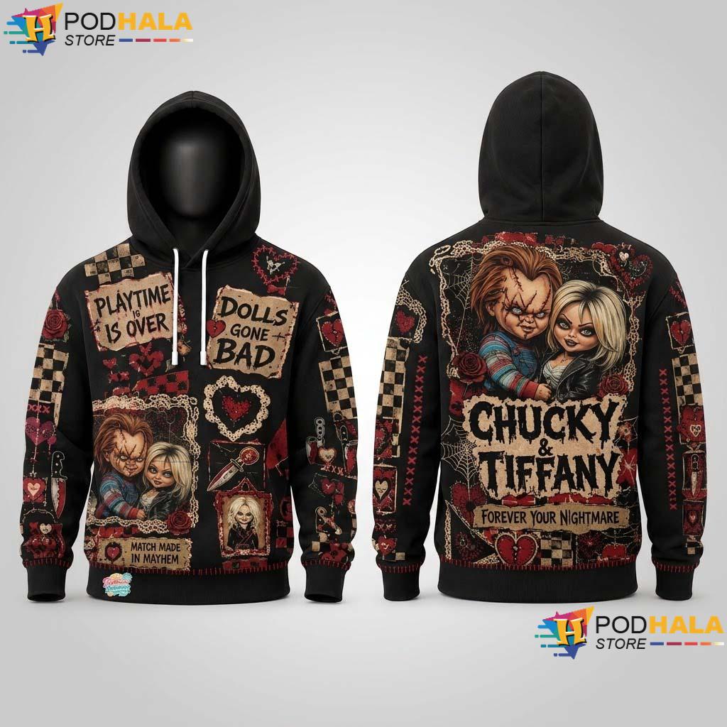 Chucky Bride Halloween 3D Hoodie Tiffany Couple Horror Movie Gift Her