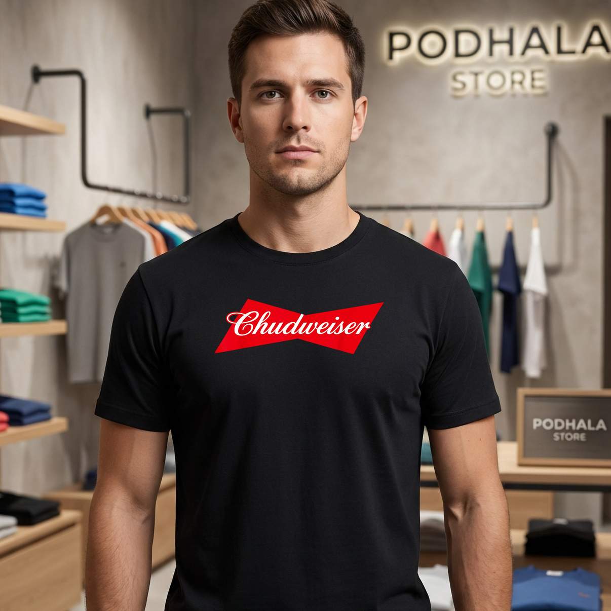 Chudweiser Beer Drinking Shirt Funny Humor Alcohol Lover Graphic Mens Top