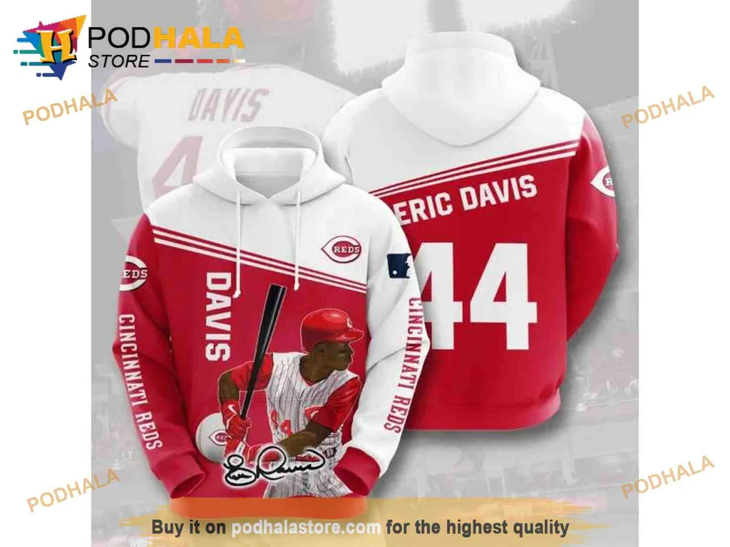 Cincinnati Reds Eric Davis 44 3d Hoodie Sweatshirt For Baseball Fans