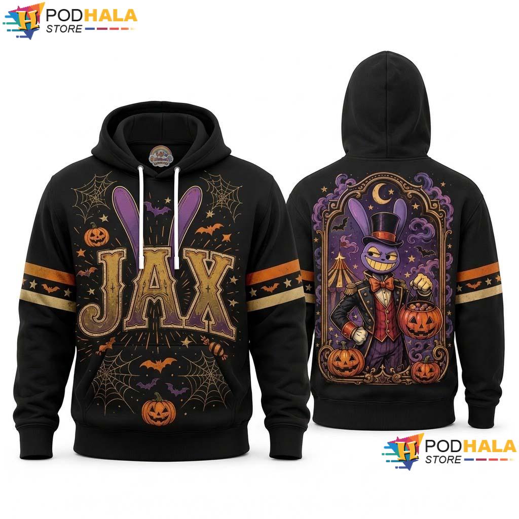 Circus Jax Halloween AOP Hoodie Digital Spooky Outfit Pullover Apparel