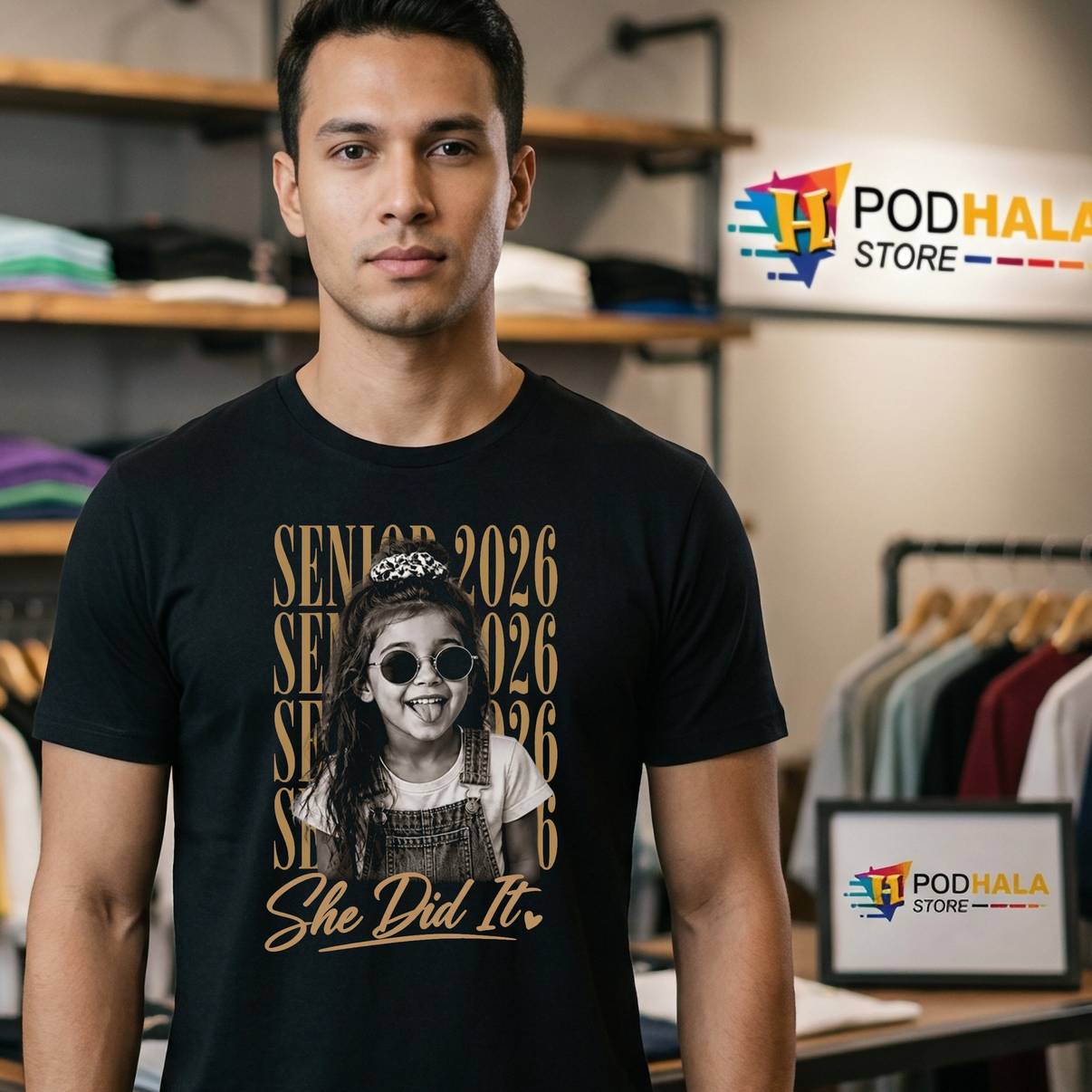 Class Of 2026 Senior Custom Shirt Vintage Graduation Childhood Photo Graphic Men