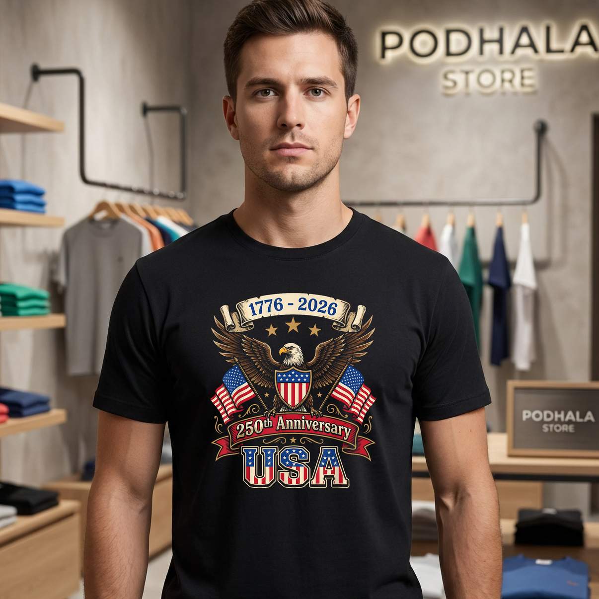Classic 250th Anniversary Flag Shirt American Patriotic Celebration