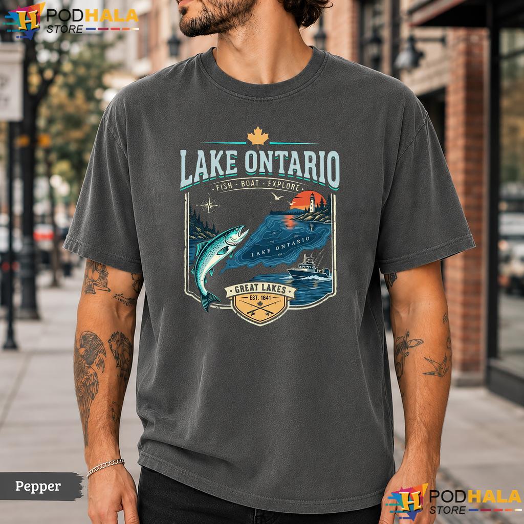 Classic Fishing Lake Ontario Comfort Colors T-Shirt Vintage Boat Explore