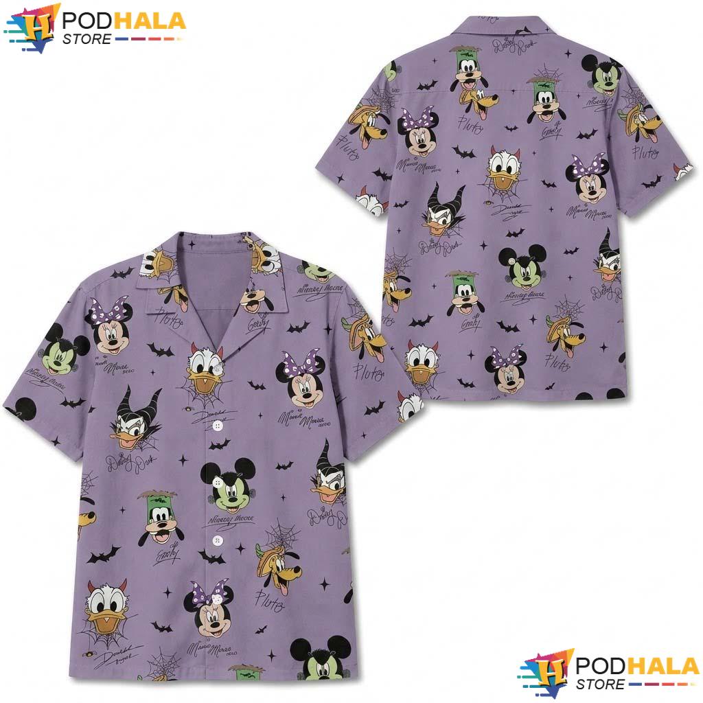 Classic Mickey Halloween Hawaiian Shirt Purple Disneyland Trip Aloha