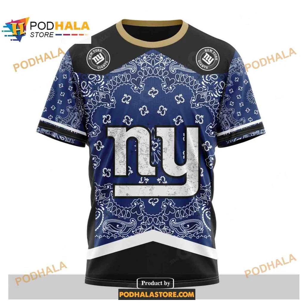 Classic New York Giants AOP Hoodie With Bold Ny Logo And Paisley Design Classic New York Giants AOP Hoodie With Bold Ny Logo And Paisley Design