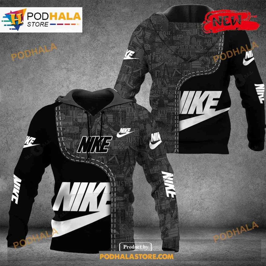 Classic Nike Logo 3d Hoodie With Bold Black And White Design