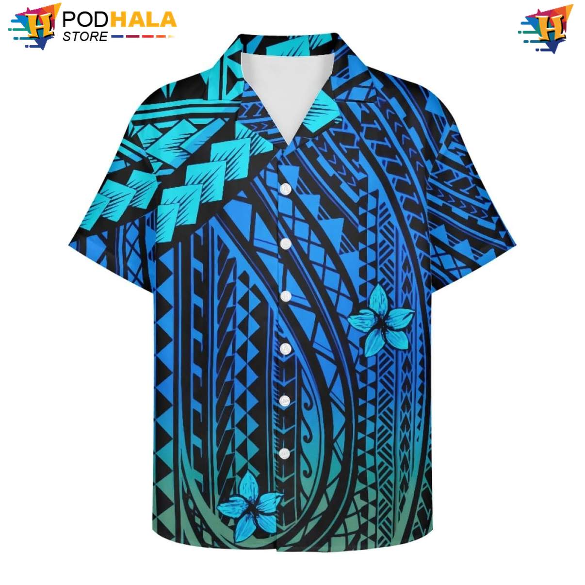 Classic Plumeria Hawaiian Shirt Mens Samoa Polynesian Beach Festival Top