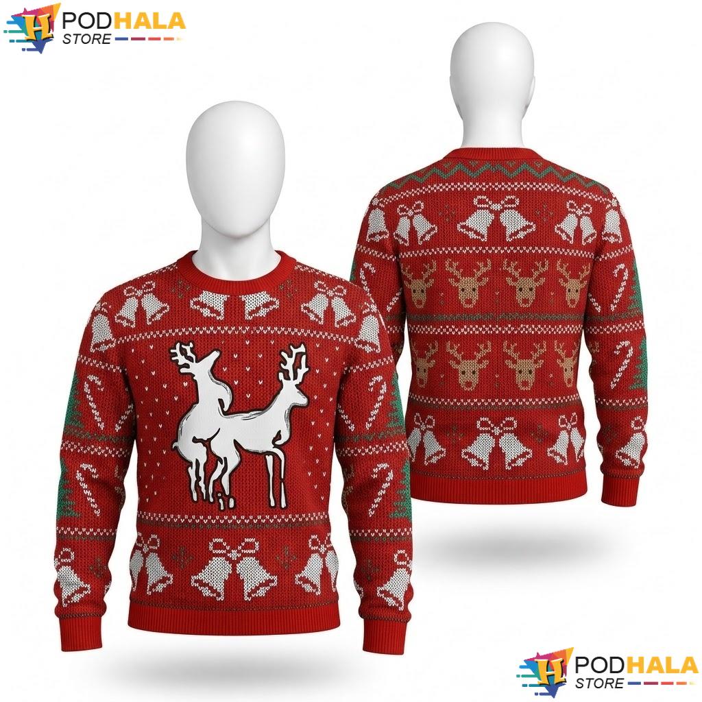 Classic Reindeer Mens Ugly Christmas Sweater Funny Festive Xmas Apparel