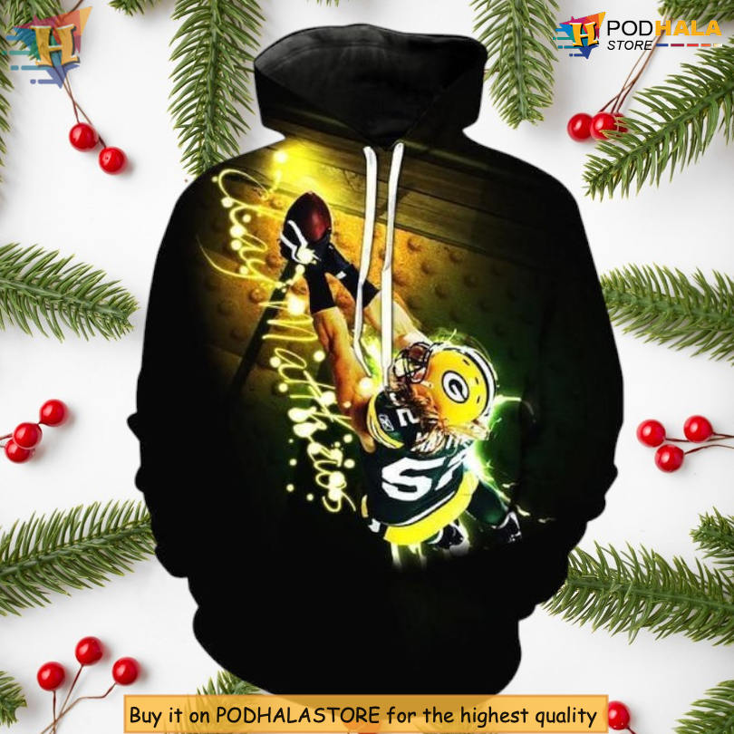 Clay Matthews Player Edition Green Bay Packers Mens Hoodie 3D, Unisex Zip Up Design