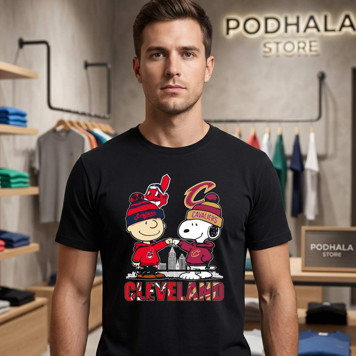 Cleveland City Sports Snoopy Shirt Charlie Brown Guardians Cavaliers Men