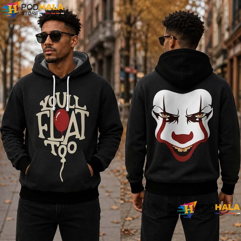 Clown Balloon Halloween All Over Print Hoodie Spooky Horror Character Youth Top Clown Balloon Halloween All Over Print Hoodie Spooky Horror Character Youth Top