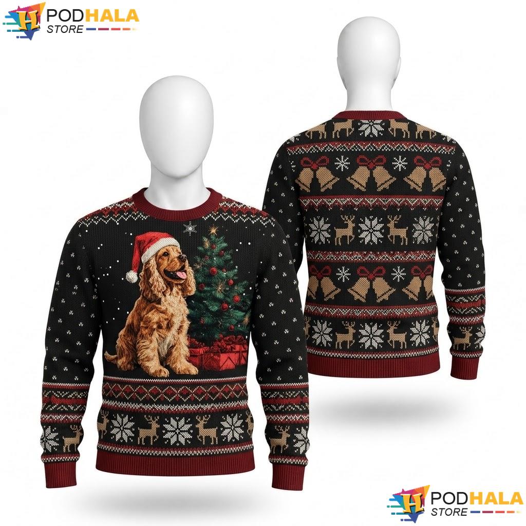 Cocker Spaniel Christmas Tree Xmas Sweater Funny Mens Womens Top