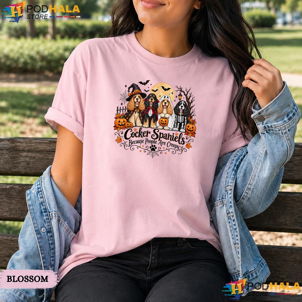 Cocker Spaniels Creepy Dogs Comfort Colors T-Shirt Funny Halloween Top