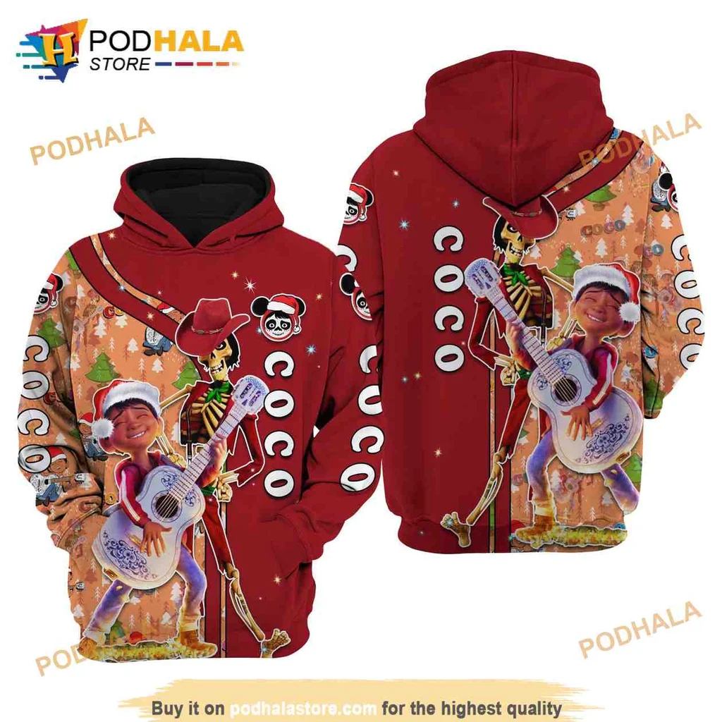 Coco Disney Skeleton Guitar 3d Hoodie Featuring Festive Design
