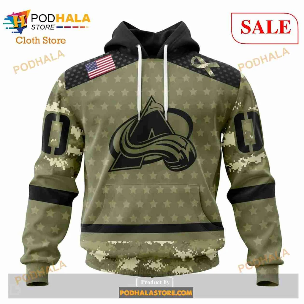 Colorado Avalanche Military Appreciation Hoodie With Camo Design