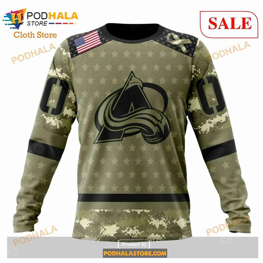 Colorado Avalanche Military Appreciation Hoodie With Camo Design - View 3 Colorado Avalanche Military Appreciation Hoodie With Camo Design - View 3
