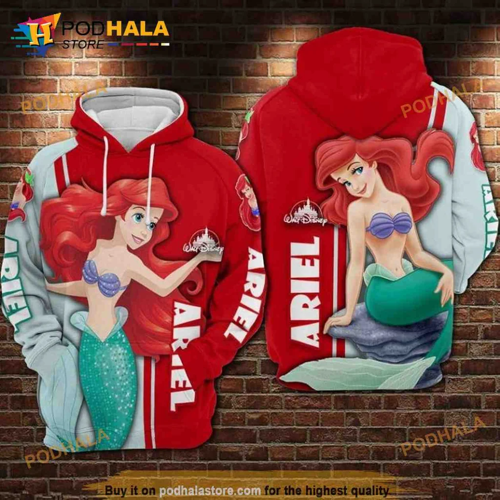 Colorful Ariel Little Mermaid 3d Hoodie Featuring Iconic Character Design