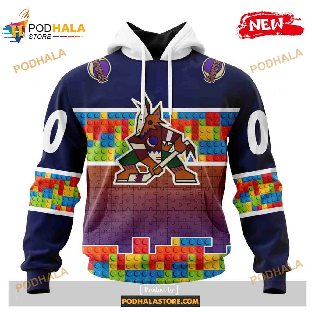 Colorful Arizona Coyotes 3d Hoodie Featuring Playful Coyote Design