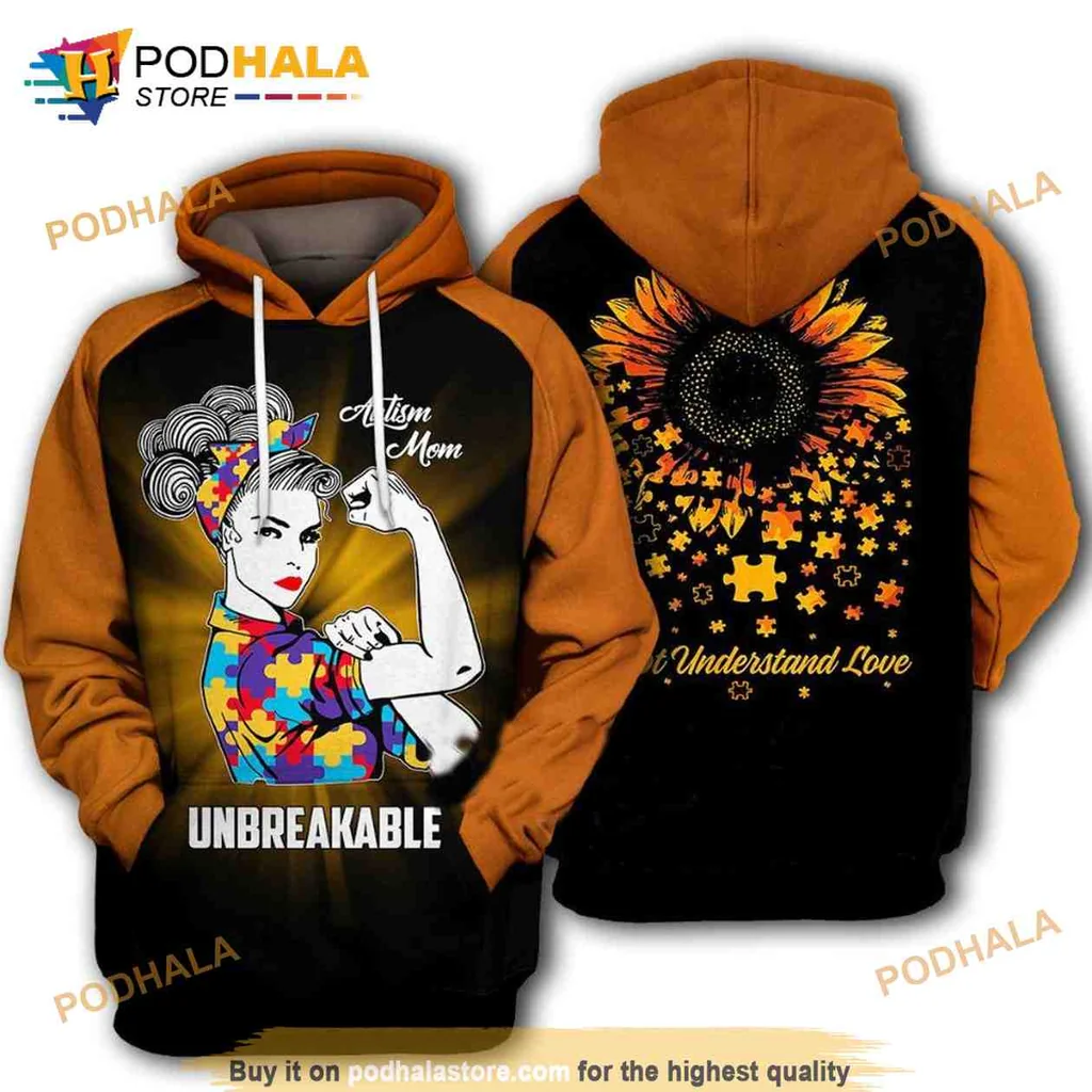 Colorful Autism Mom Sunflower 3d Hoodie With Empowering Design