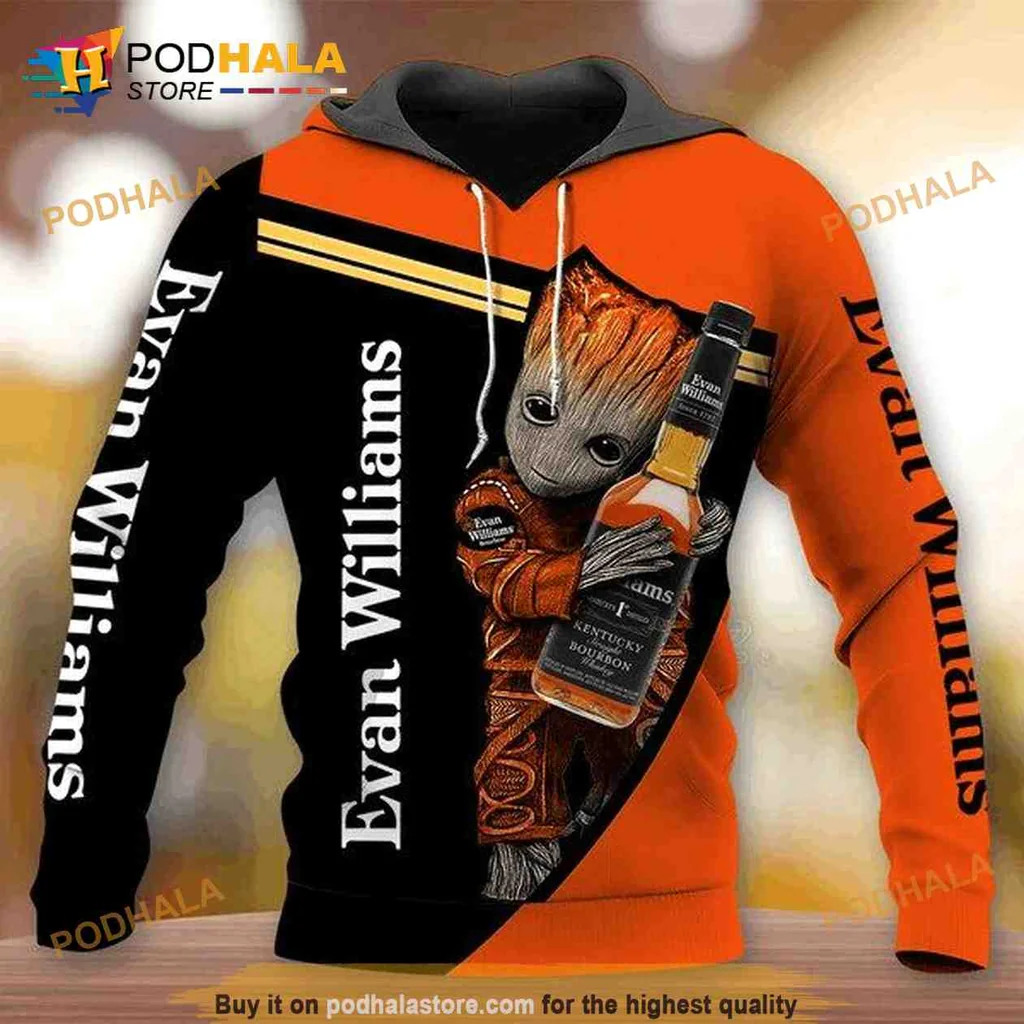 Colorful Baby Groot Bourbon 3d Hoodie Featuring Playful Cartoon Design