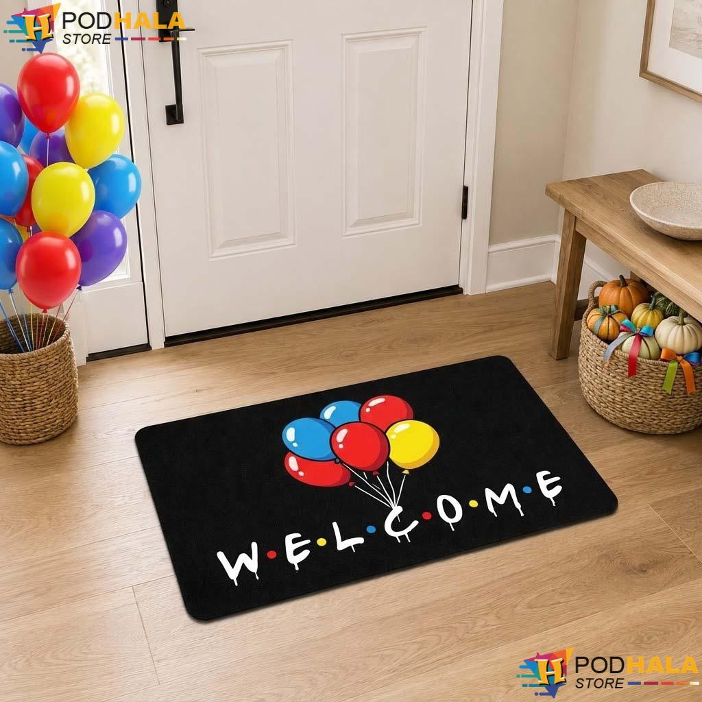 Colorful Balloon Welcome Doormat Cute Festive Non Slip Entryway Decor Entrance