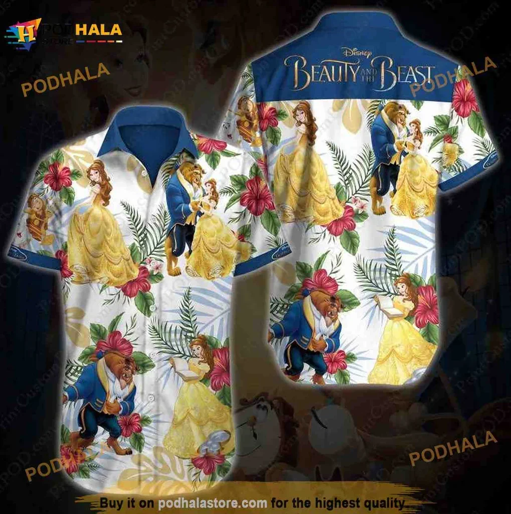 Colorful Beauty And The Beast Hawaiian Shirt Featuring Belle And The Beast