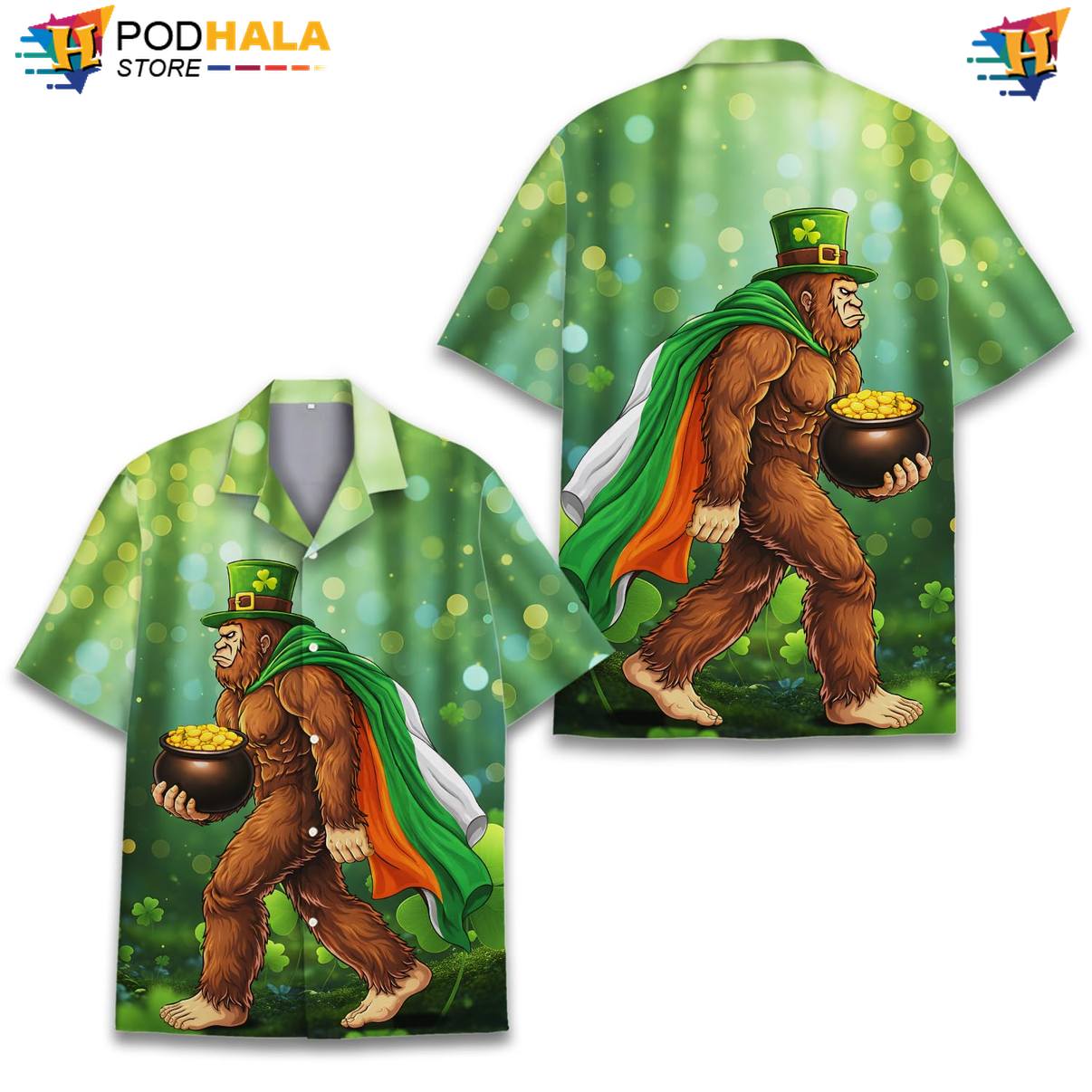 Colorful Bigfoot Aloha Shirt Mens Short Sleeve Casual Summer Beach Top Colorful Bigfoot Aloha Shirt Mens Short Sleeve Casual Summer Beach Top