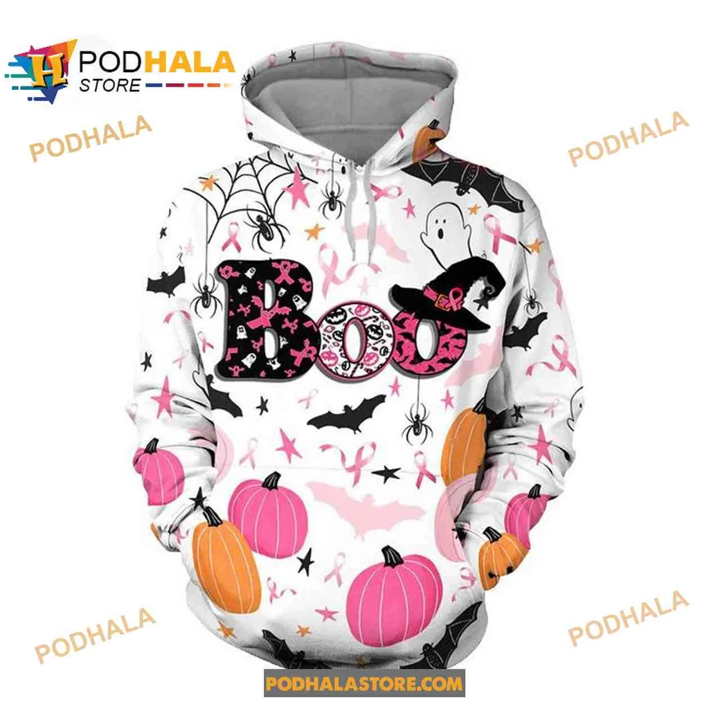 Colorful Boo Halloween 3d Hoodie With Fun Pumpkin And Ghost Design