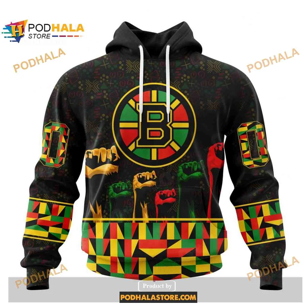 Colorful Boston Bruins Black History Month Hoodie Featuring Unity Design