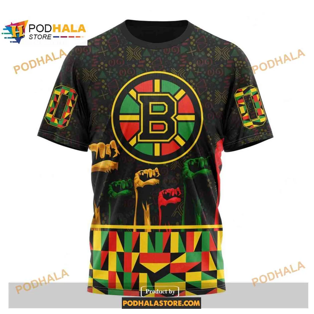 Colorful Boston Bruins Black History Month Hoodie Featuring Unity Design - View 2 Colorful Boston Bruins Black History Month Hoodie Featuring Unity Design - View 2