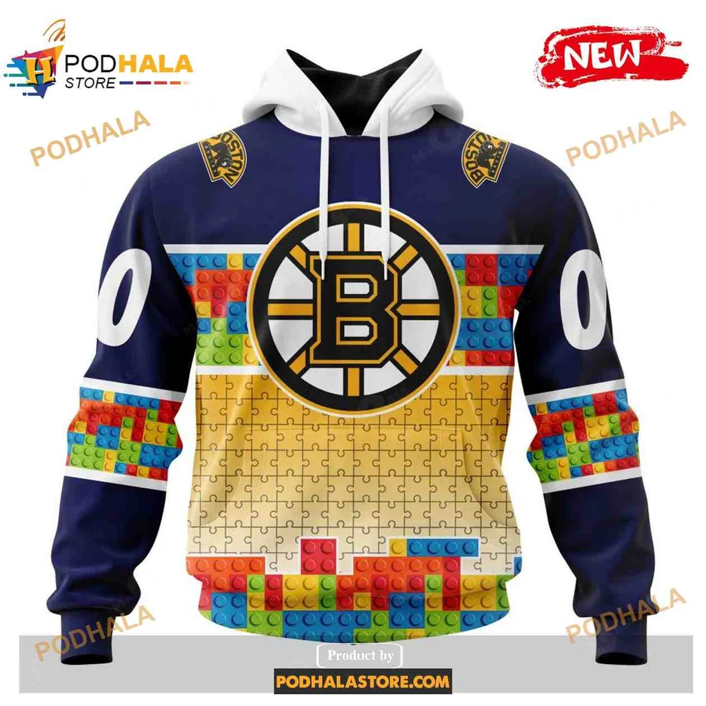 Colorful Boston Bruins Puzzle Gradient 3d Hoodie With Vibrant Design