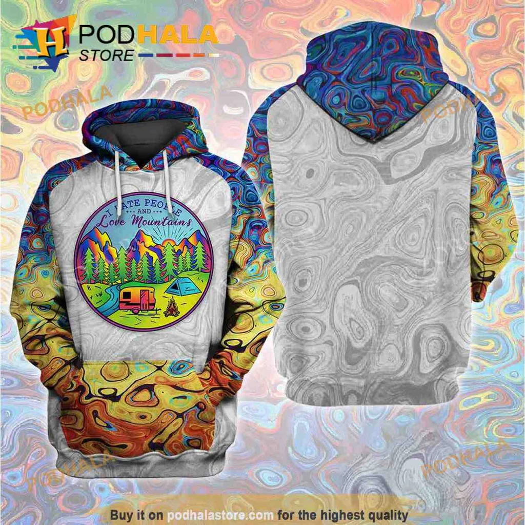 Colorful Camping Lover 3d Hoodie With I Hate People Design