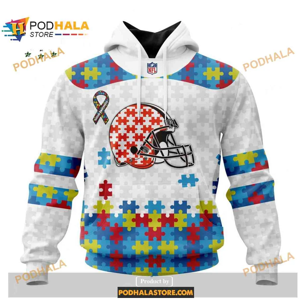 Colorful Cleveland Browns Autism Puzzle 3d Hoodie With Vibrant Design