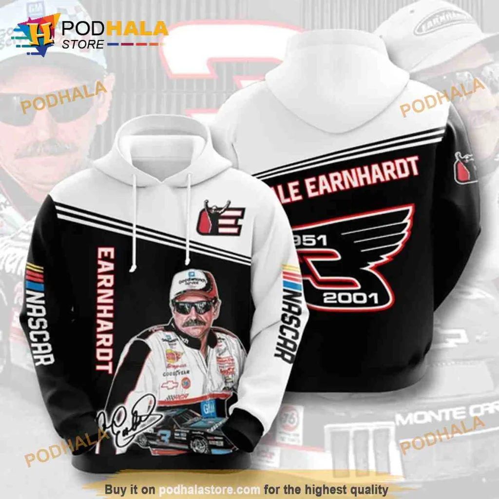Colorful Dale Earnhardt Nascar 3d Hoodie With Racing Graphics