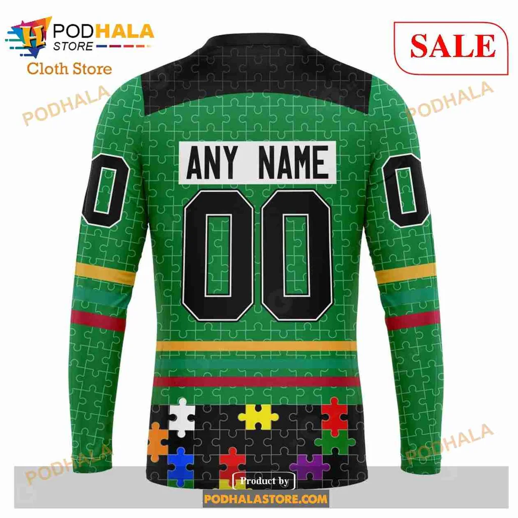 Colorful Dallas Stars Autism Awareness Hoodie Featuring Puzzle Piece Design - Product View 5 Colorful Dallas Stars Autism Awareness Hoodie Featuring Puzzle Piece Design - Product View 5