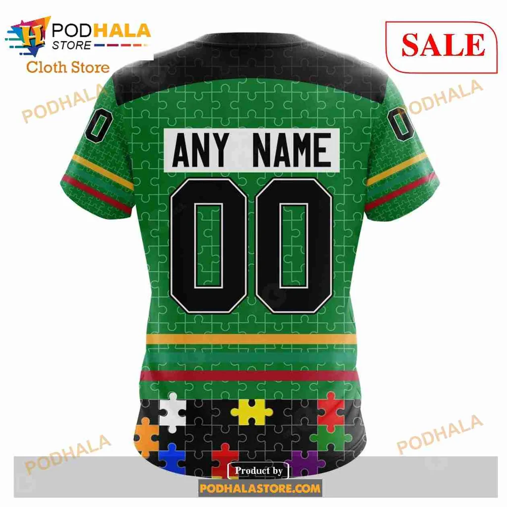 Colorful Dallas Stars Autism Awareness Hoodie Featuring Puzzle Piece Design - Product View 7 Colorful Dallas Stars Autism Awareness Hoodie Featuring Puzzle Piece Design - Product View 7