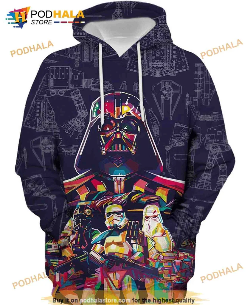 Colorful Darth Vader Stormtroopers 3d Hoodie With Vibrant Graphic Design